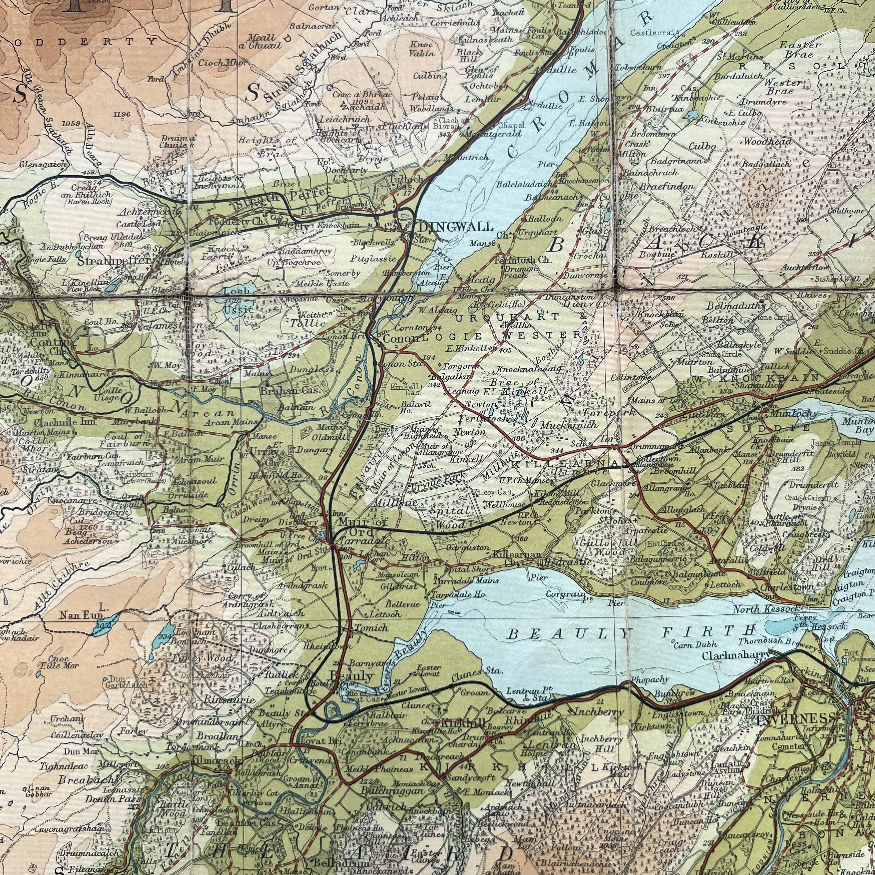 1920s Map of Central Ross-Shire including Inverness.