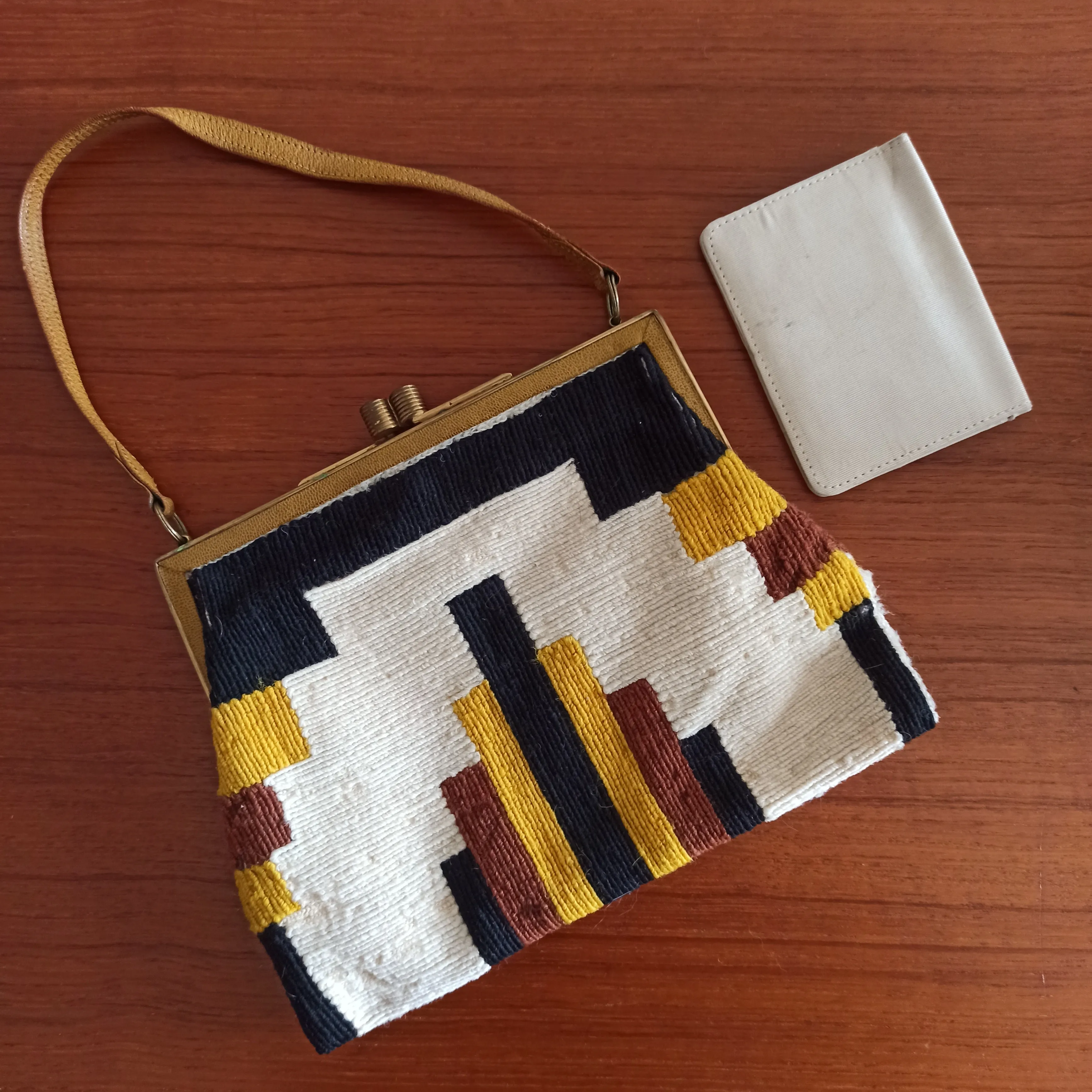 1940s - Precious Colors Woven Wool Handbag