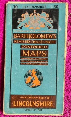 1950s Bartholomew's Map of Lincolnshire Sheet 30 on Cloth