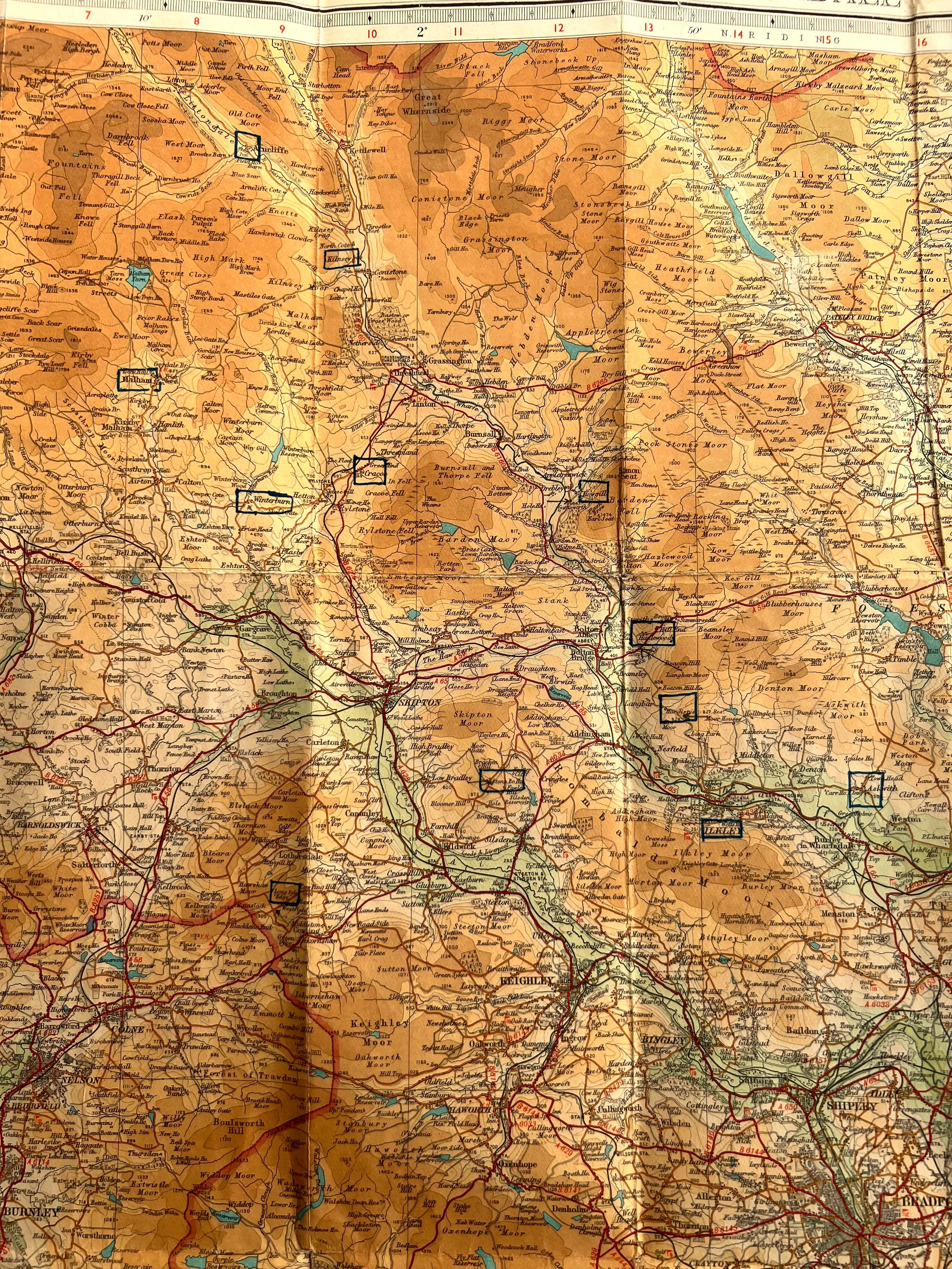 1950s Bartholomew's Map of Wharfedale