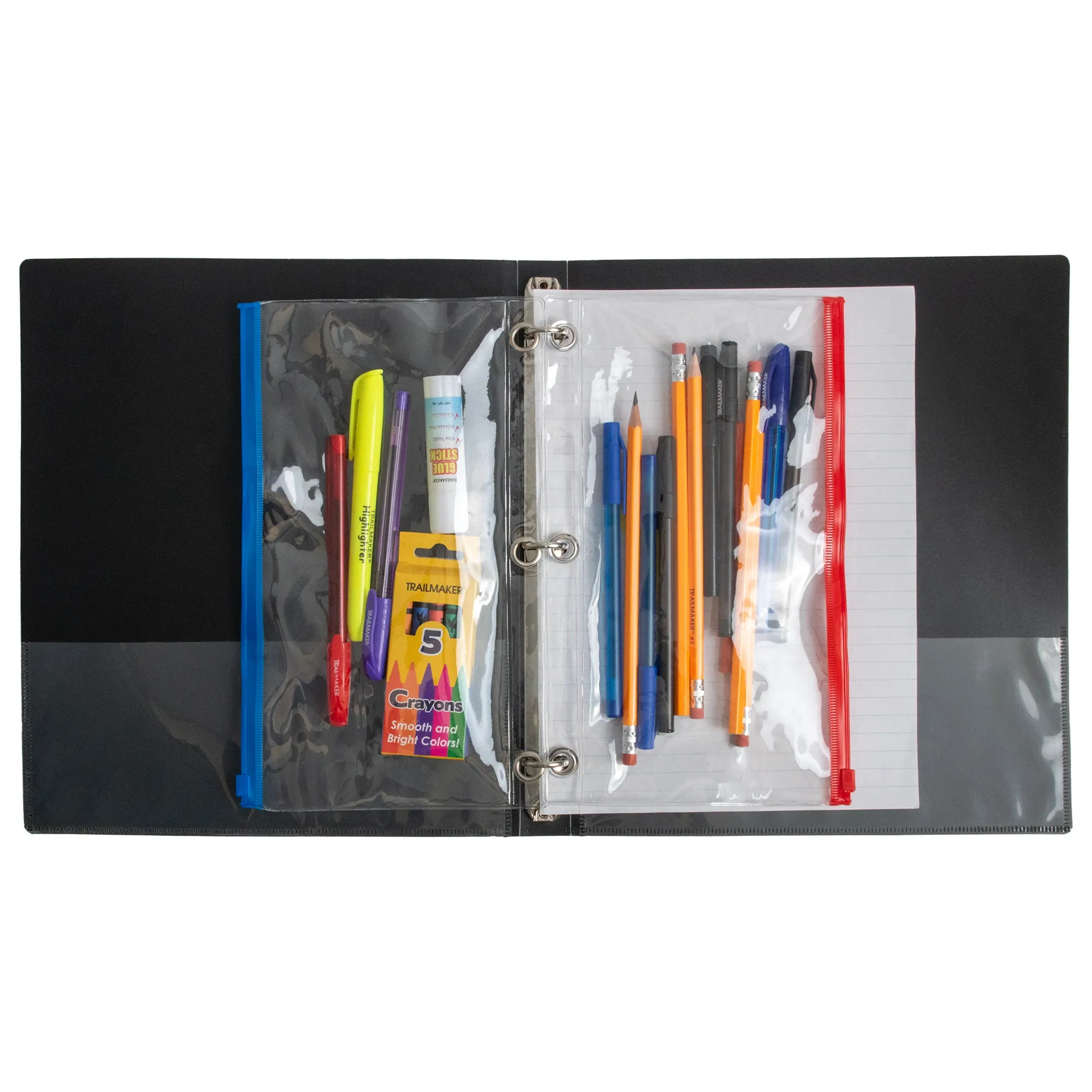3-Ring Binder Clear Pencil Pouch - Assorted