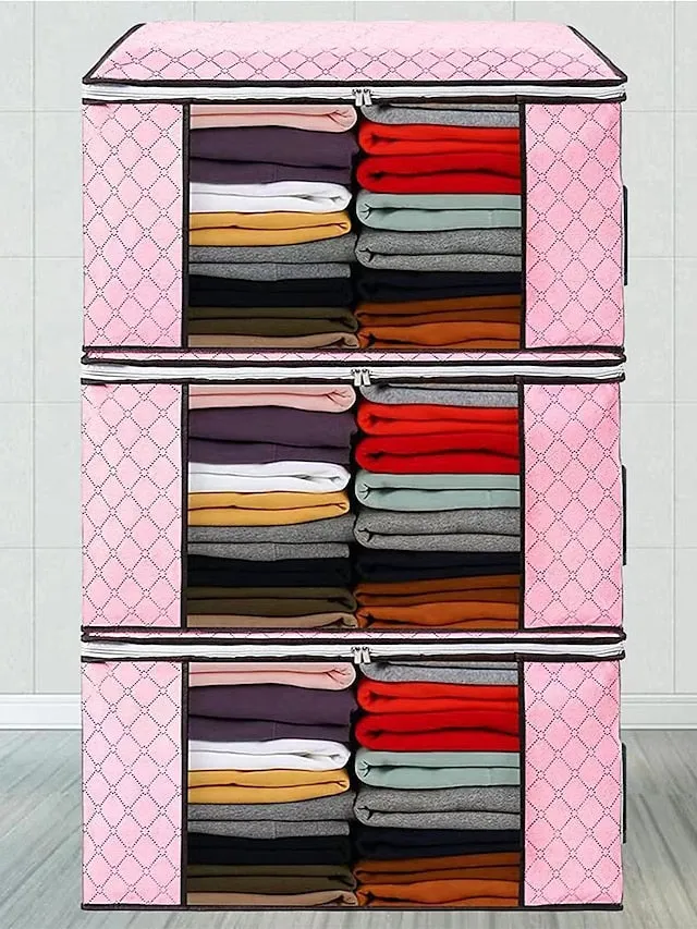 3 Sets Of Clothes Storage Cotton Quilt Bag Non-woven Fabric Finishing Bag Home Fabric Clothing Quilt Dust Bag 60*40*35cm