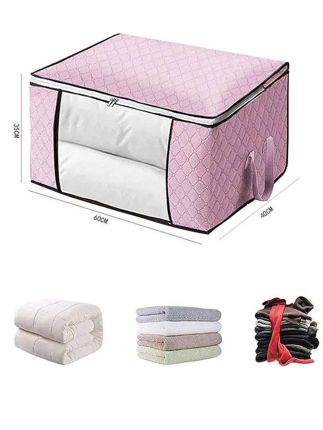 3 Sets Of Clothes Storage Cotton Quilt Bag Non-woven Fabric Finishing Bag Home Fabric Clothing Quilt Dust Bag 60*40*35cm