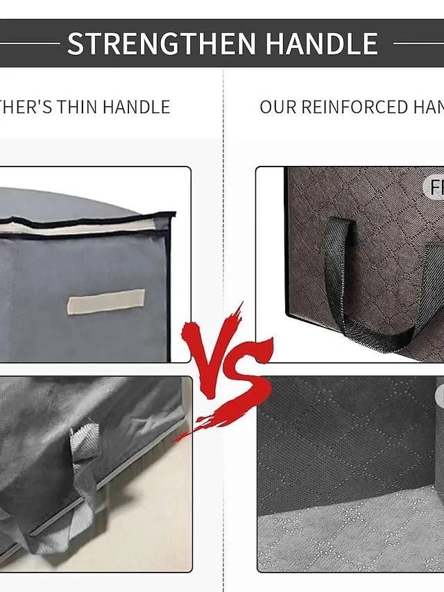 3 Sets Of Clothes Storage Cotton Quilt Bag Non-woven Fabric Finishing Bag Home Fabric Clothing Quilt Dust Bag 60*40*35cm