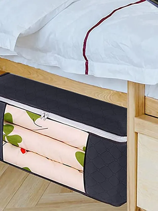 3 Sets Of Clothes Storage Cotton Quilt Bag Non-woven Fabric Finishing Bag Home Fabric Clothing Quilt Dust Bag 60*40*35cm