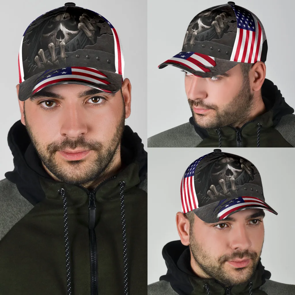 3D All Over Printed Skull Cap Hat With American Flag Pattern Baseball Skull Cap