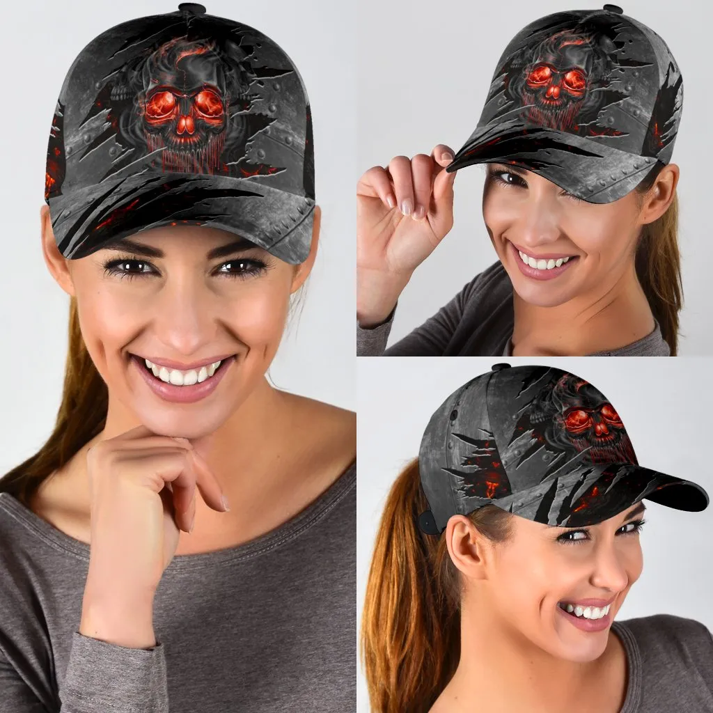 3D Red Skull On Cap Hat For Adult Summer Skull Cap Hat For Travel