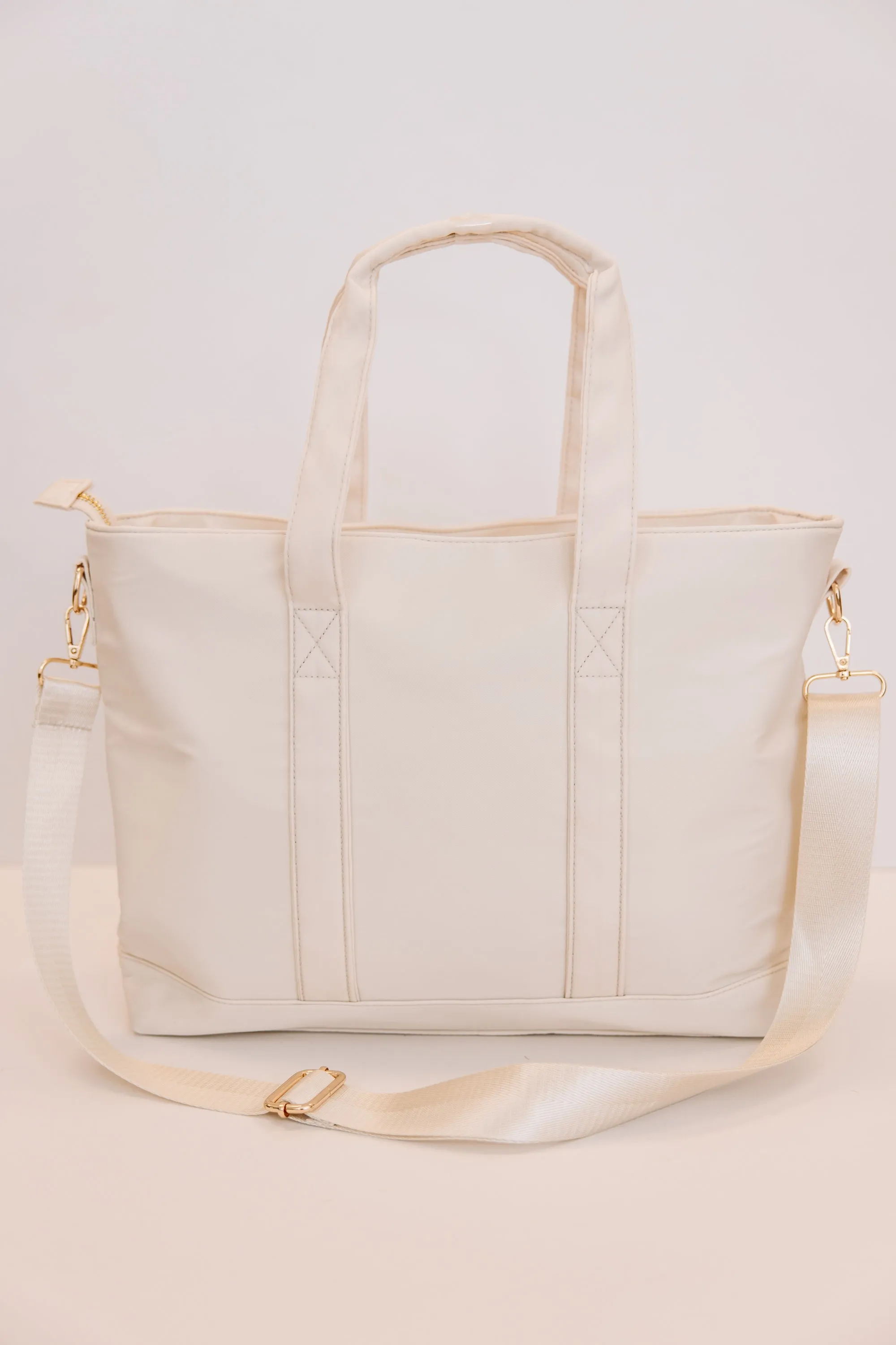 All You Need Nude Varsity Tote