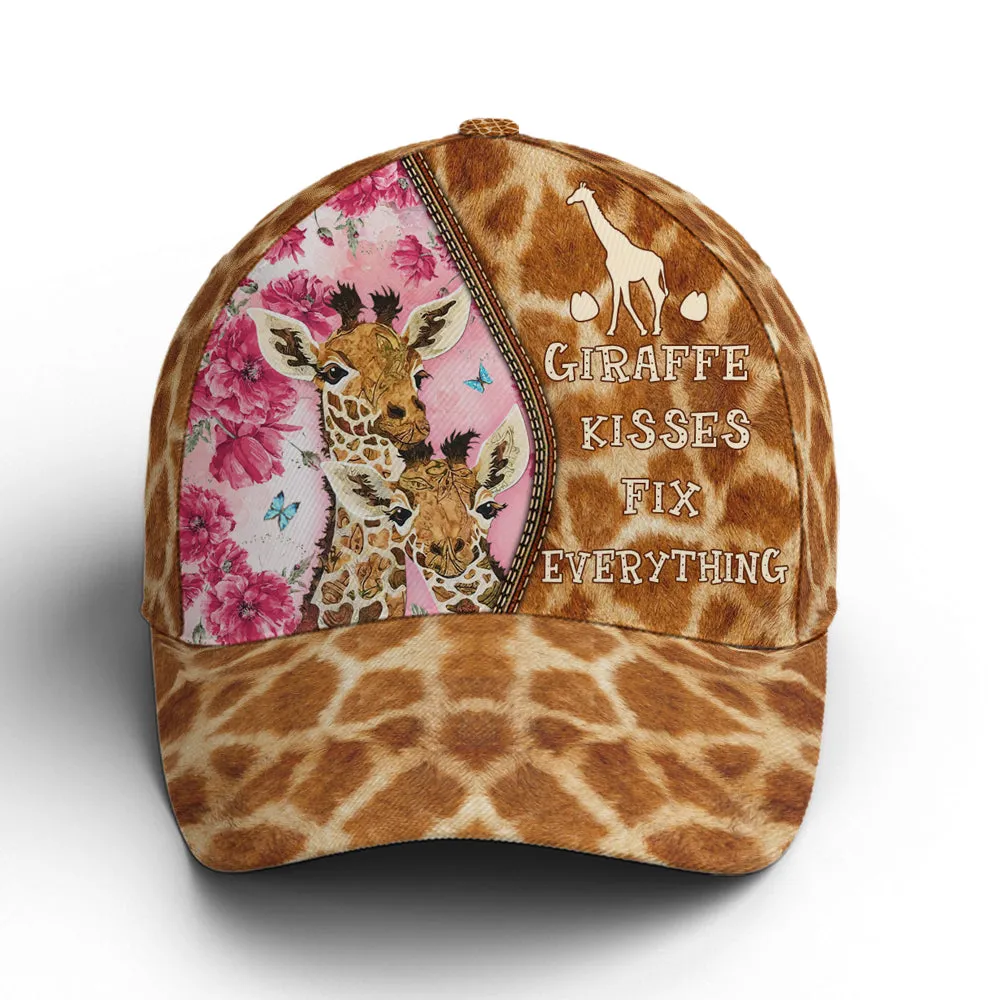 Baseball Cap For Giraffe Lovers Kisses Fix Everything Skin Pattern Coolspod