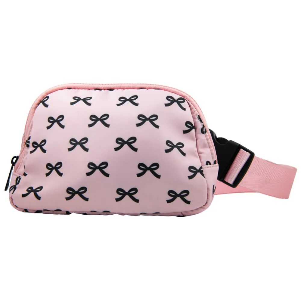 Black & Pink Mini Coquette Bows Wholesale Belt Bag