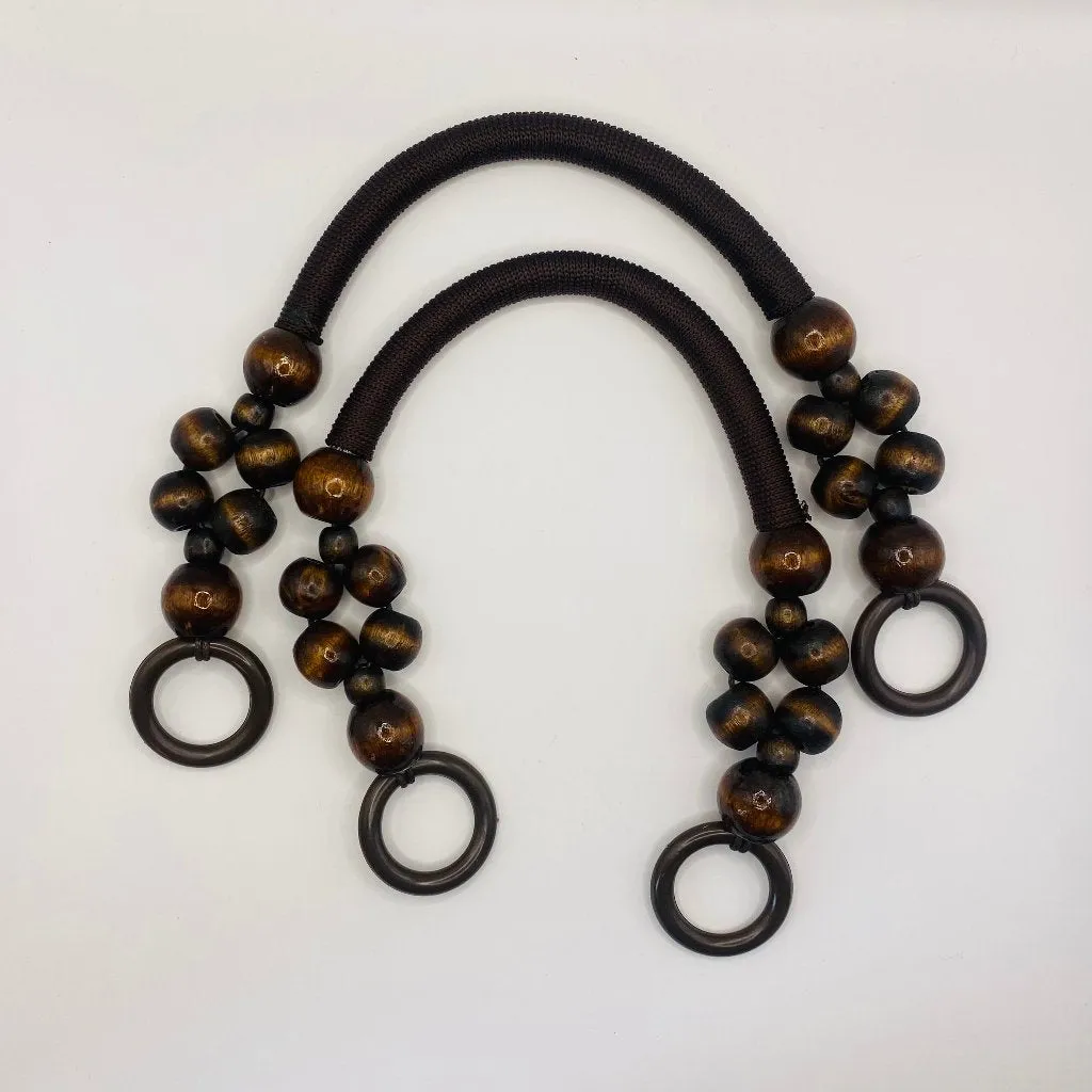Bohemian Wood Hand-Beaded Bag Handles