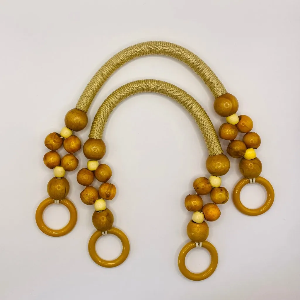 Bohemian Wood Hand-Beaded Bag Handles