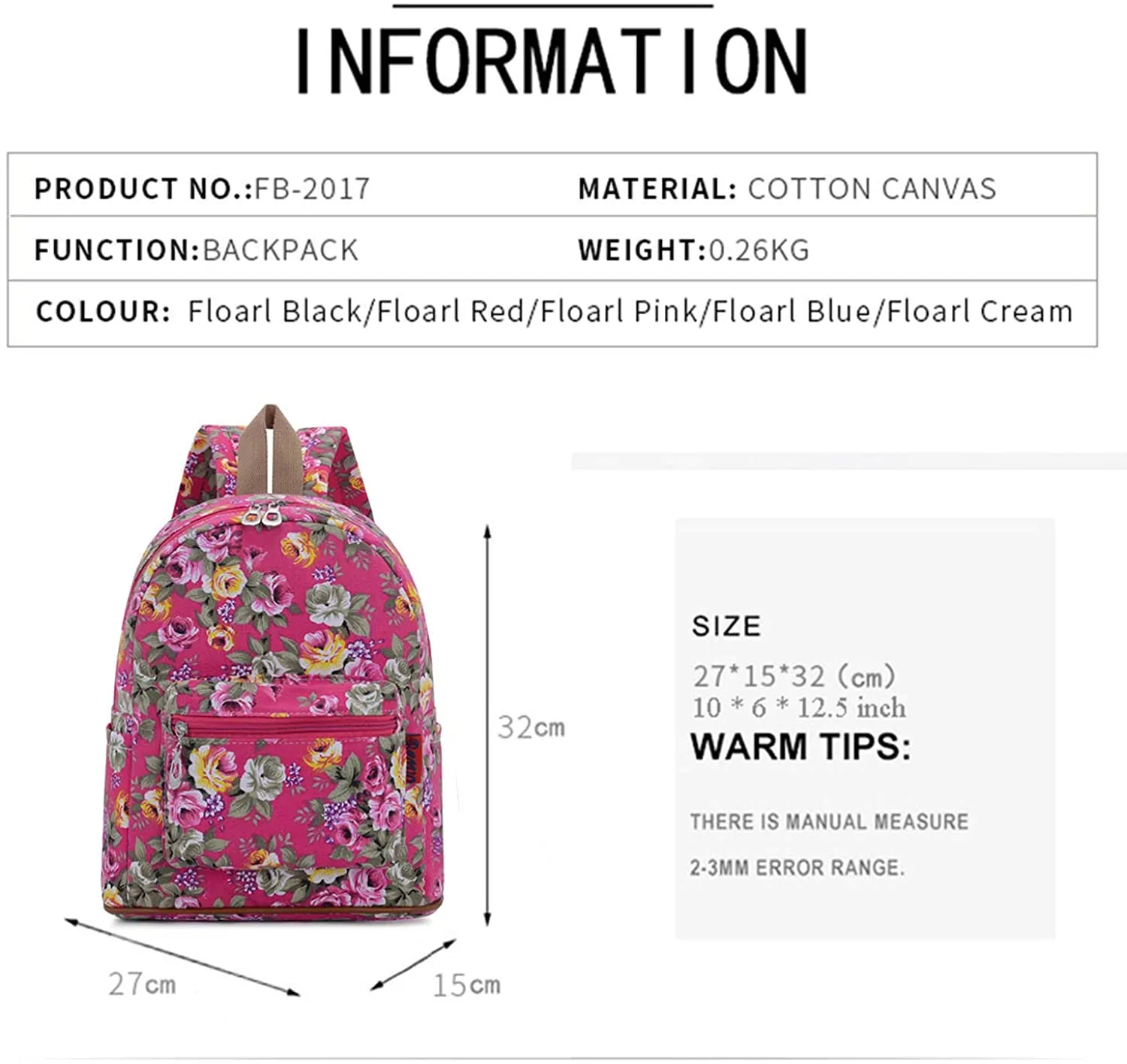 Bravo Floral Small (12 Inch) School Backpack - Floral Pink