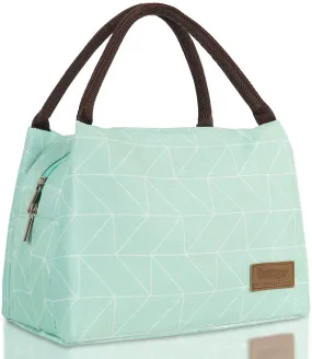 Buringer Reusable Insulated Lunch Bag Cooler Tote Box Meal Prep for Men & Women Work Picnic or Travel (Geometry Green)