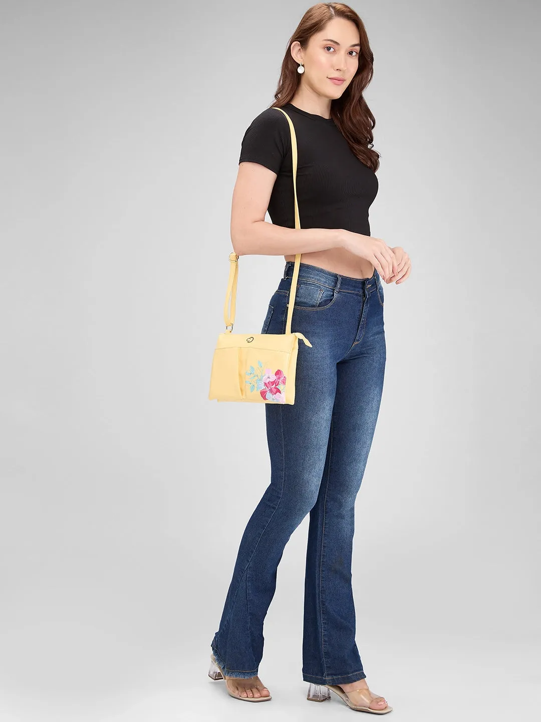 Caprese Shanaya Sling Medium Womens Handbag Yellow