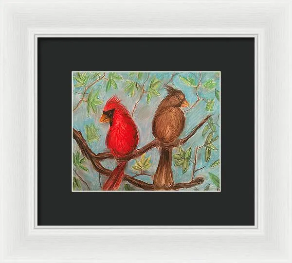 Cardinal Couple - Framed Print
