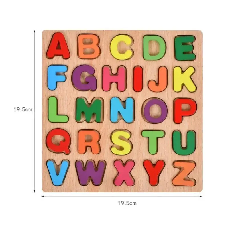 Colorful Alphabet Number Wooden Puzzles Kids Intelligent Matching Game Preschool Children Early Educational Toys