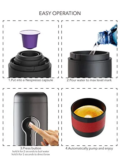 CONQUECO Portable Coffee Maker: 12V Travel Espresso Machine