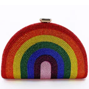 Crystal-Embellished Rainbow Evening Clutch