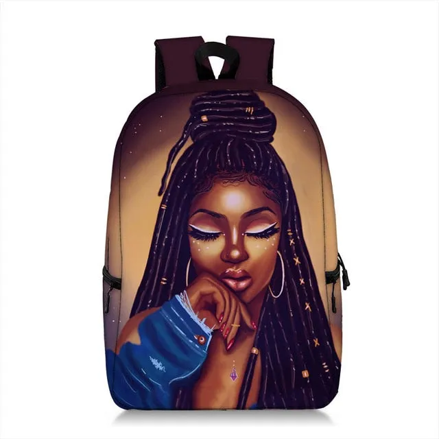 Cute Melanin Girl Print Backpacks