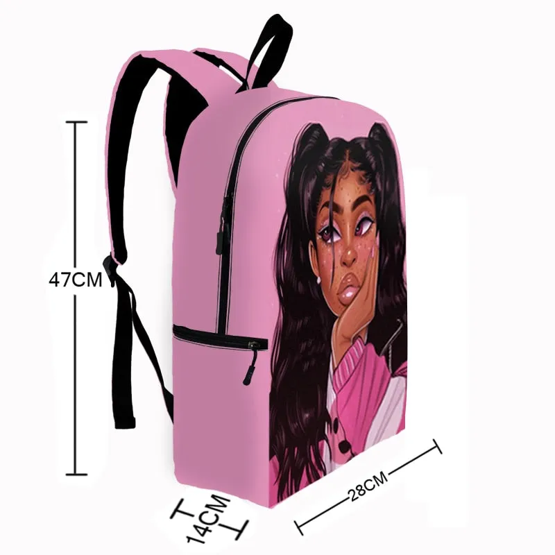 Cute Melanin Girl Print Backpacks