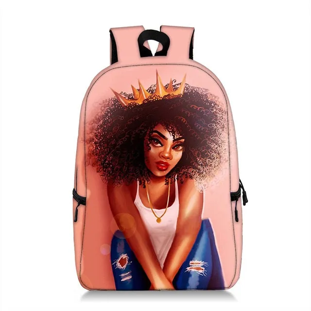 Cute Melanin Girl Print Backpacks
