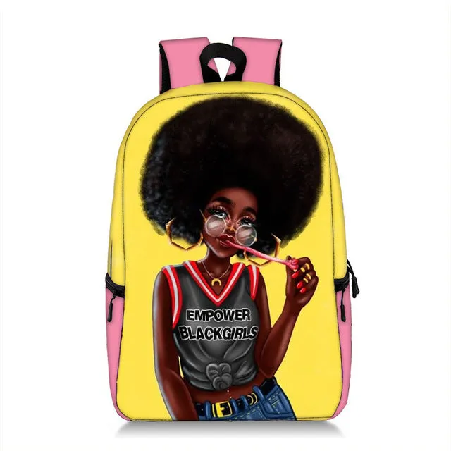 Cute Melanin Girl Print Backpacks