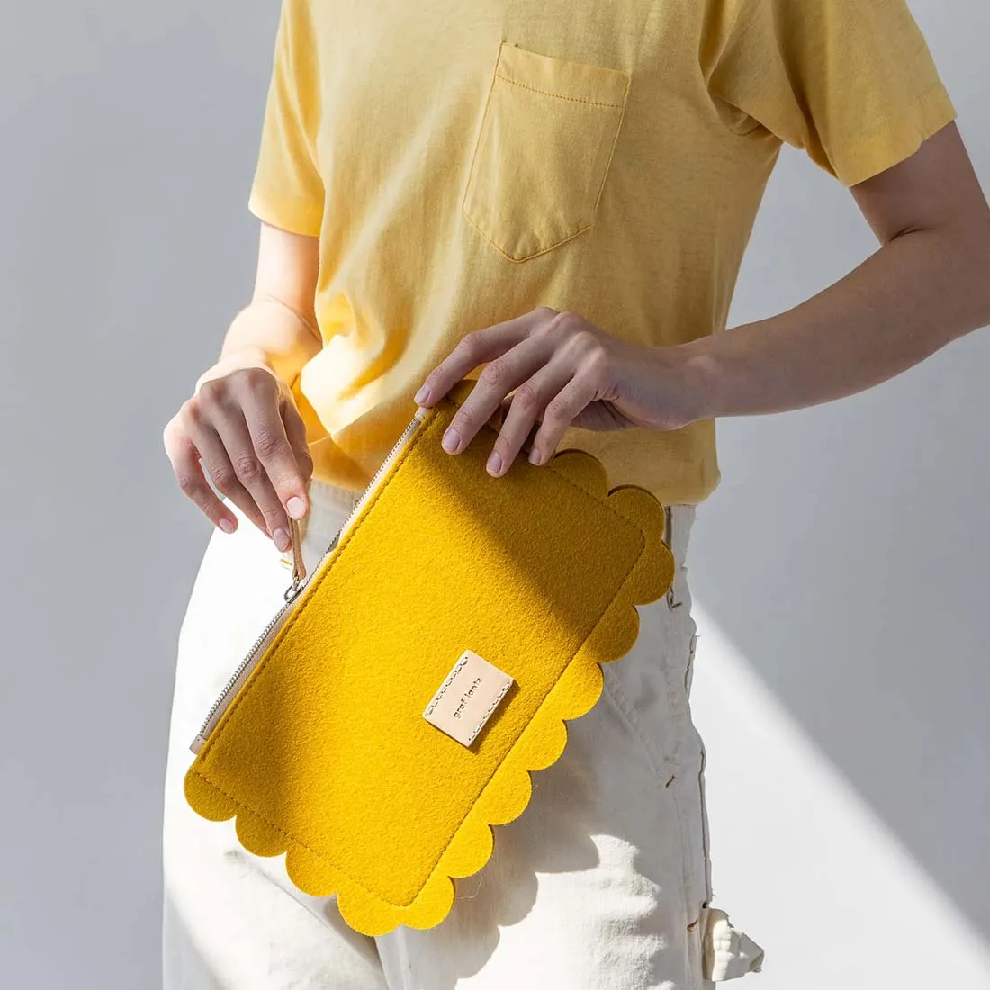 Dijon Deco Edge Scallop Felt Pouch