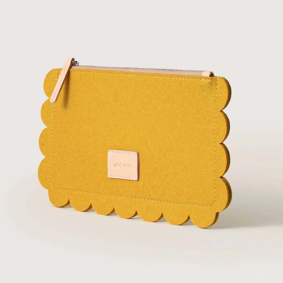 Dijon Deco Edge Scallop Felt Pouch
