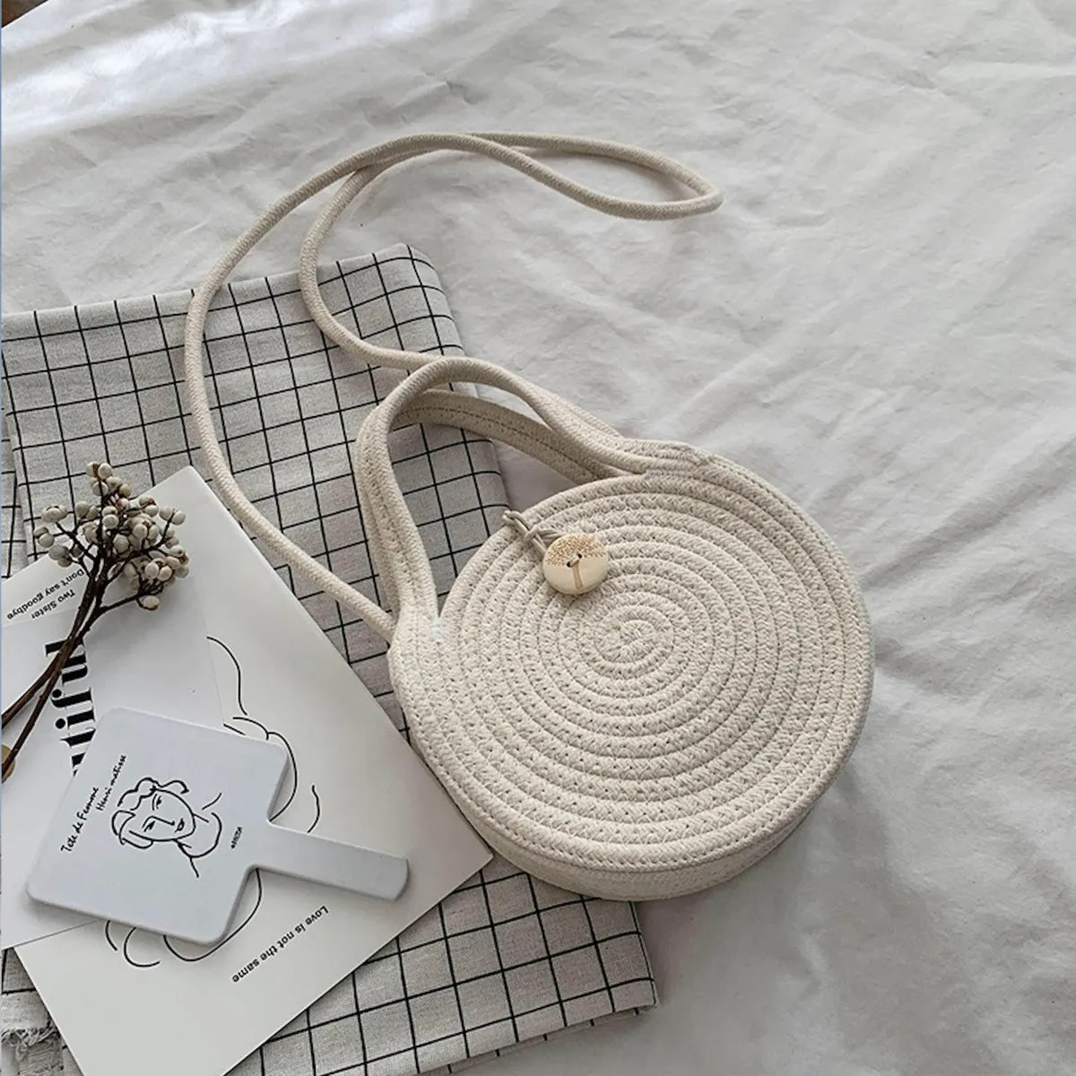 Elena Handbags Round Knit Shoulder Bag