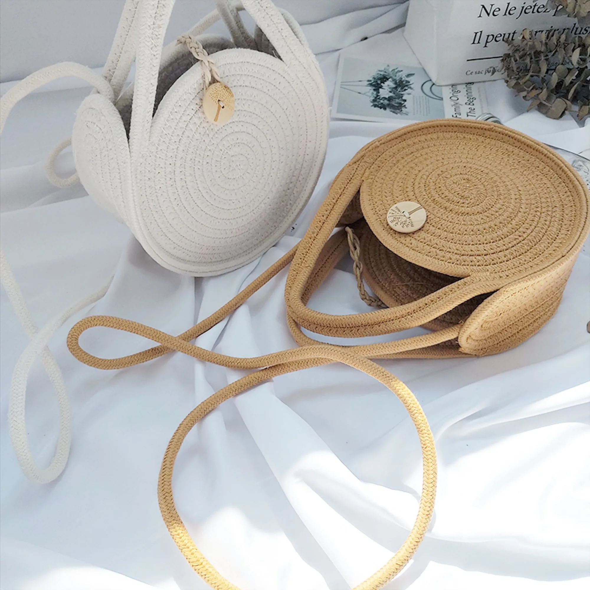 Elena Handbags Round Knit Shoulder Bag