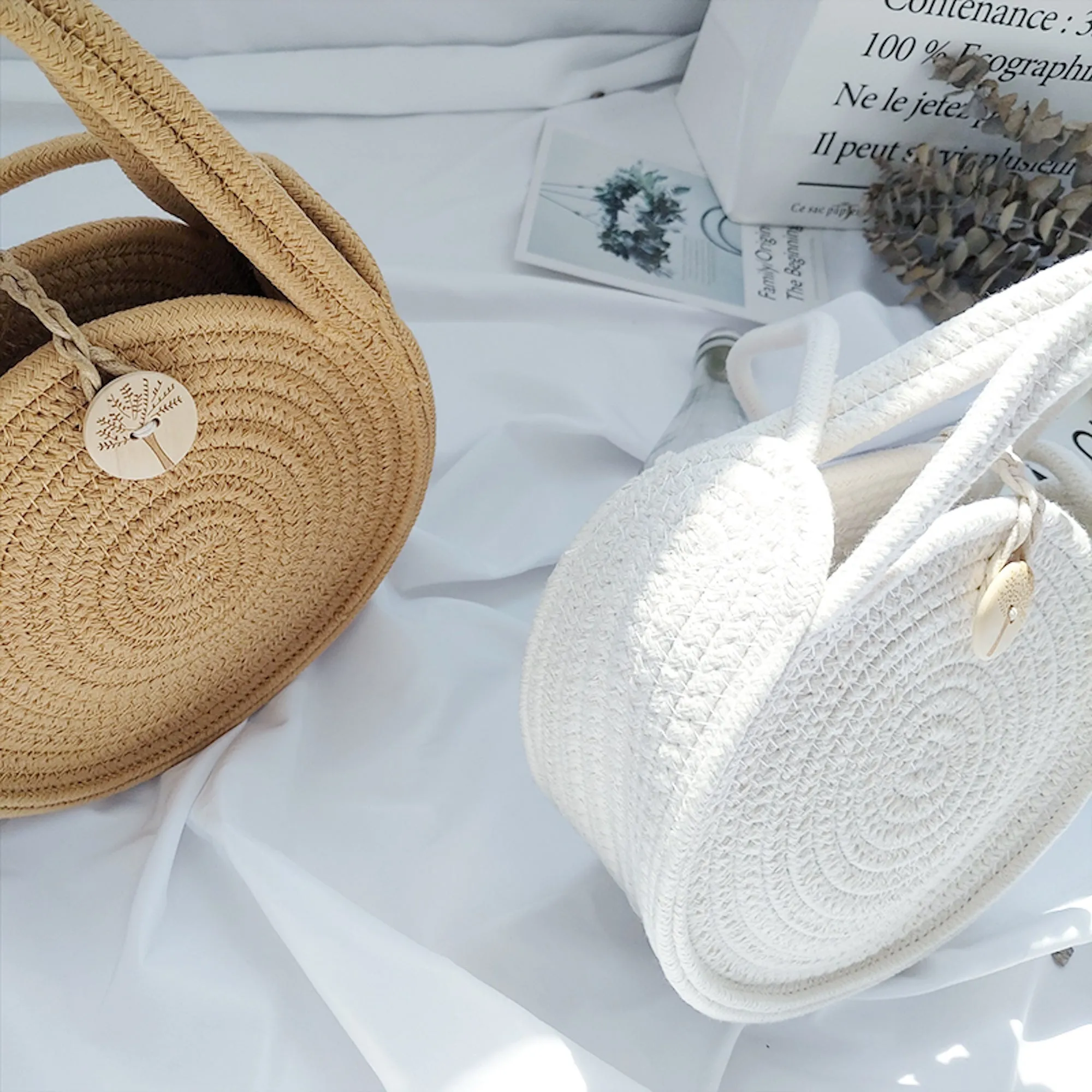 Elena Handbags Round Knit Shoulder Bag