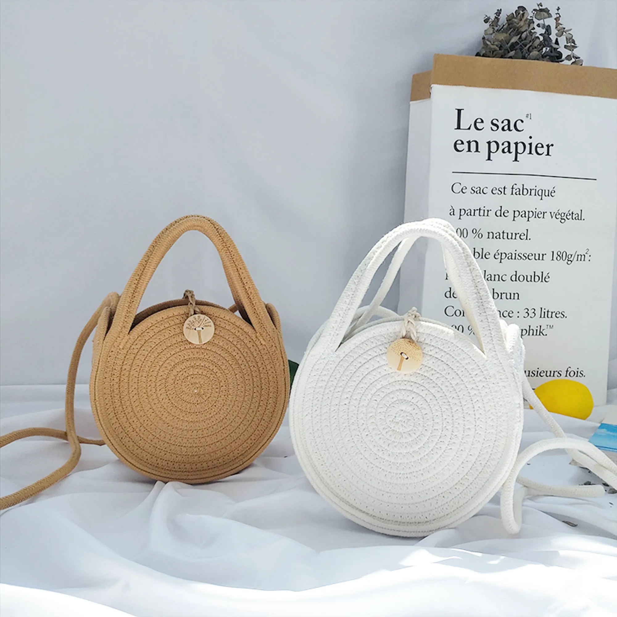 Elena Handbags Round Knit Shoulder Bag