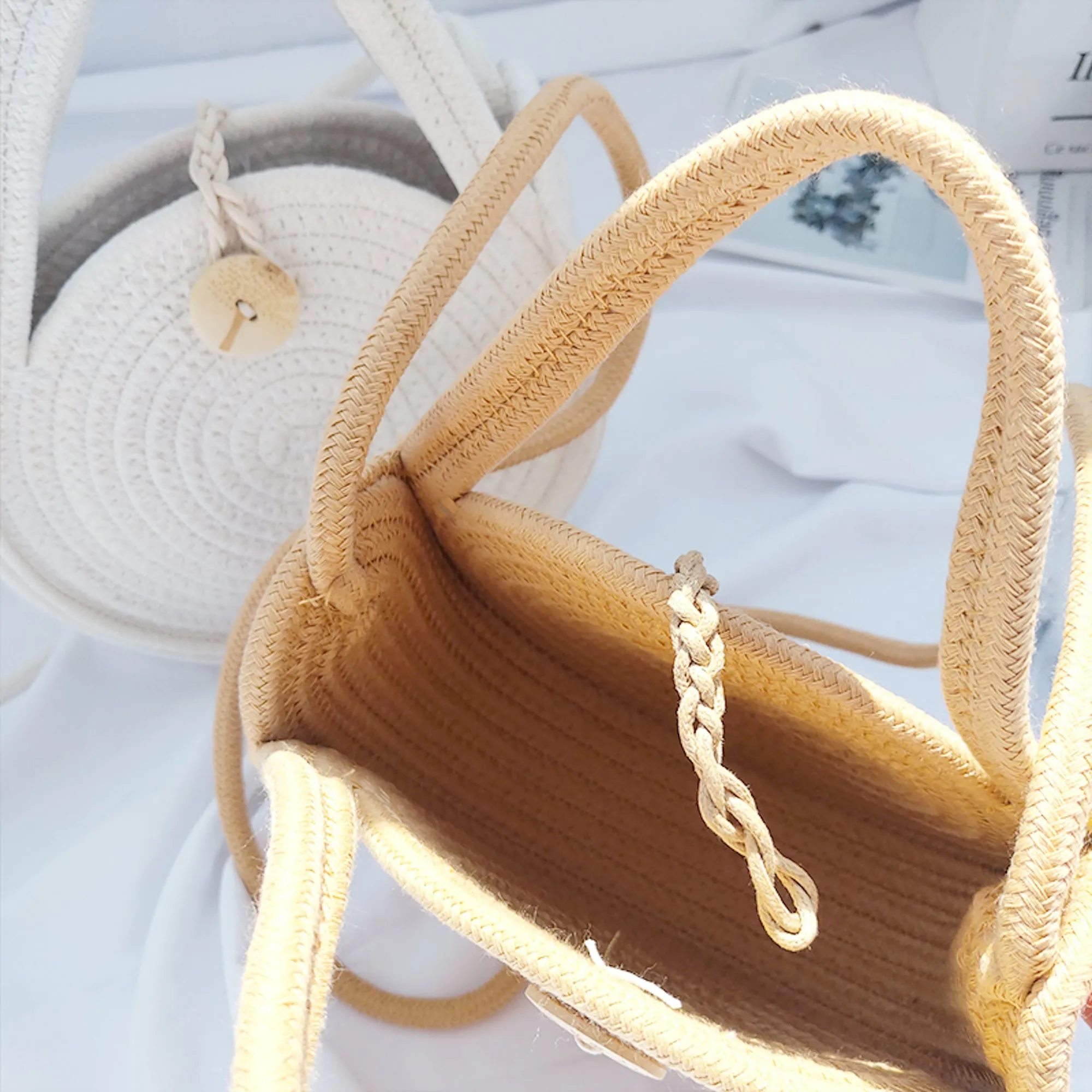 Elena Handbags Round Knit Shoulder Bag