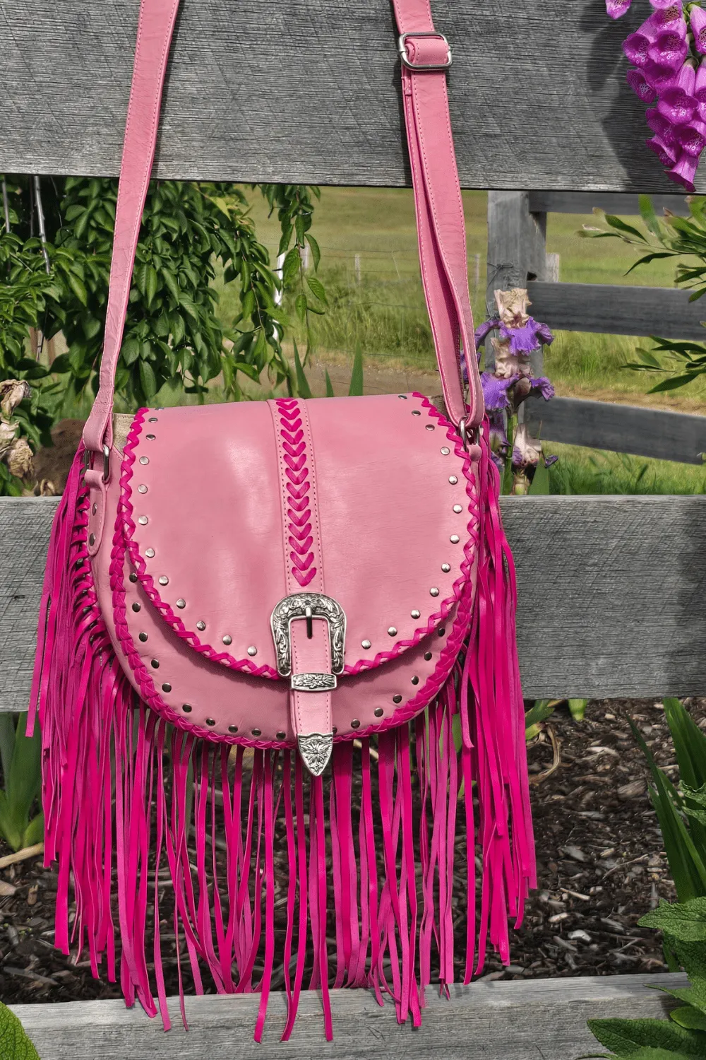 Esmeralda Cross Body Bag - Baby Pink/Fuchsia