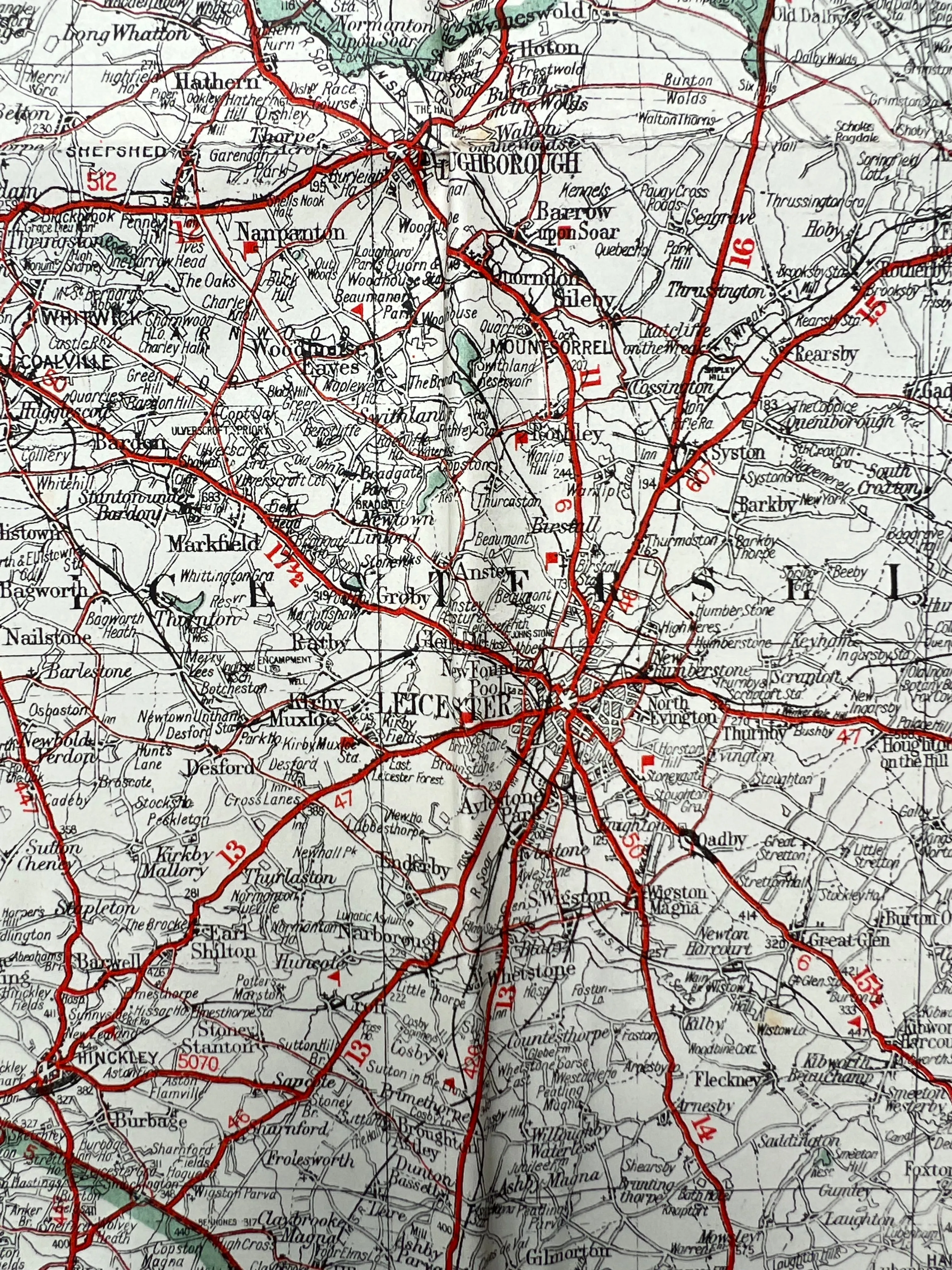 Fascinating 1940s Geographia Map no 6 MIDLAND COUNTIES