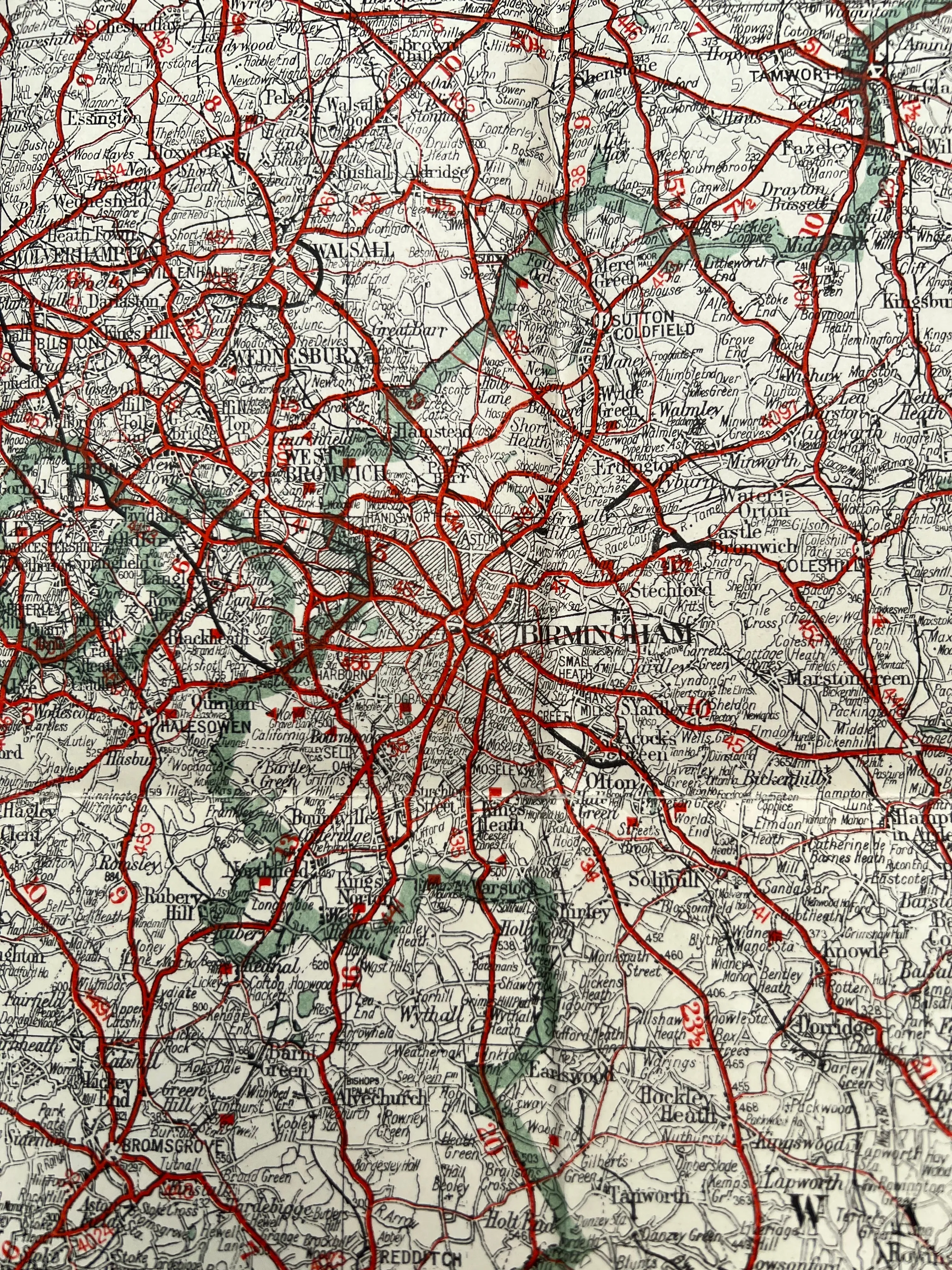 Fascinating 1940s Geographia Map no 6 MIDLAND COUNTIES