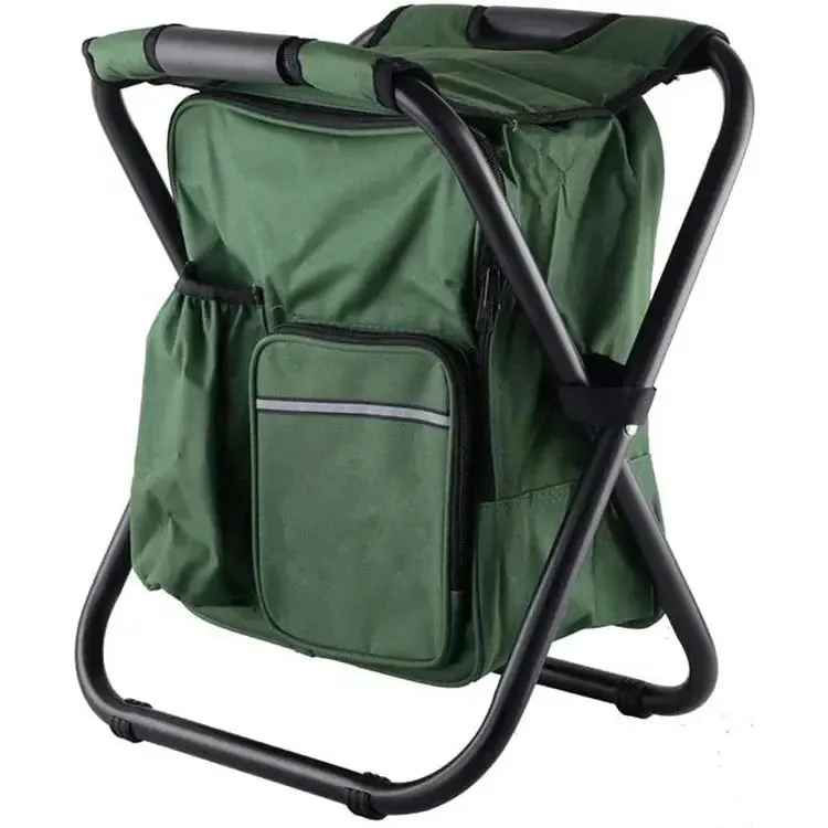 Folding Stool Backpack Insulated Cooler Bag, Collapsible Camping Hunting Fishing Multifunction Chair for Outdoor Events, Hiking