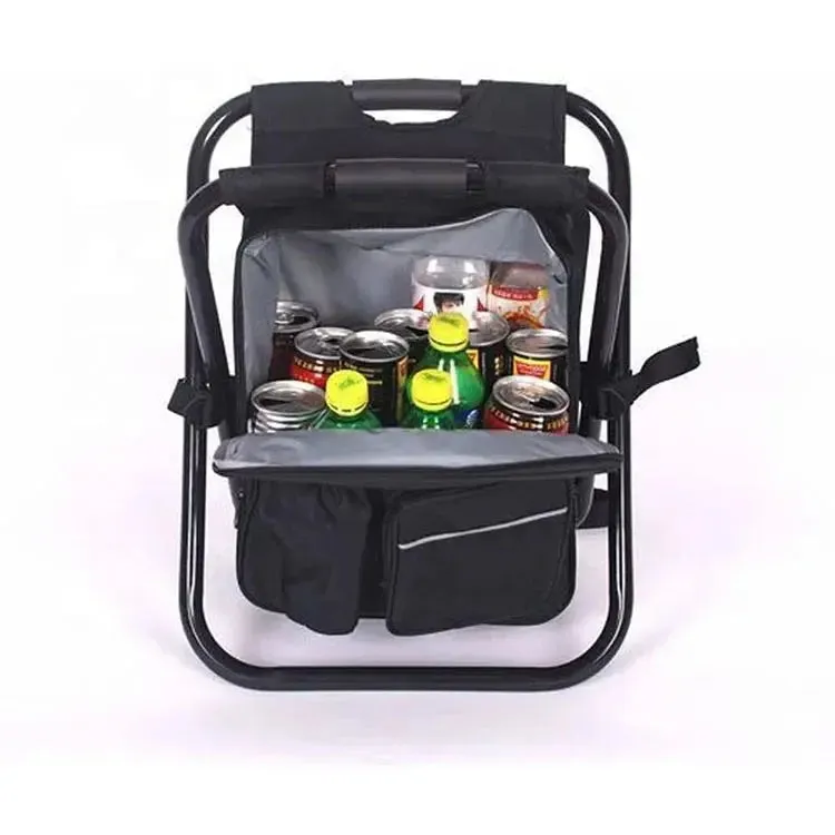 Folding Stool Backpack Insulated Cooler Bag, Collapsible Camping Hunting Fishing Multifunction Chair for Outdoor Events, Hiking