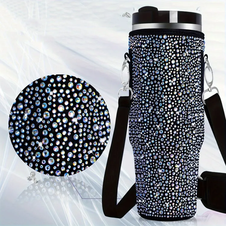 For Stanley 40oz Cup Hot Diamond Cover Neoprene Insulated Portable Bottle Cover(Black)