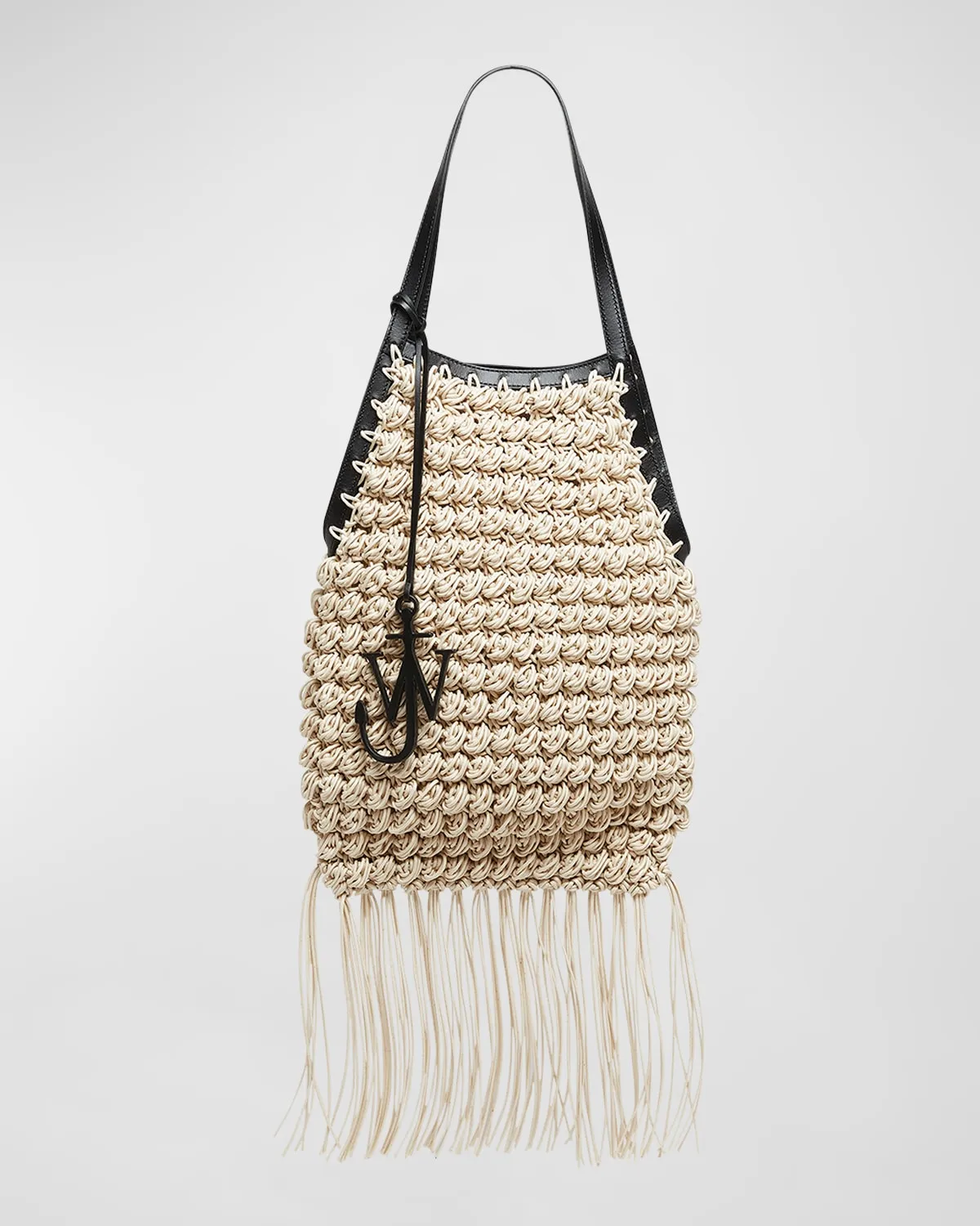 Fringe Popcorn Crochet Shopper Tote Bag