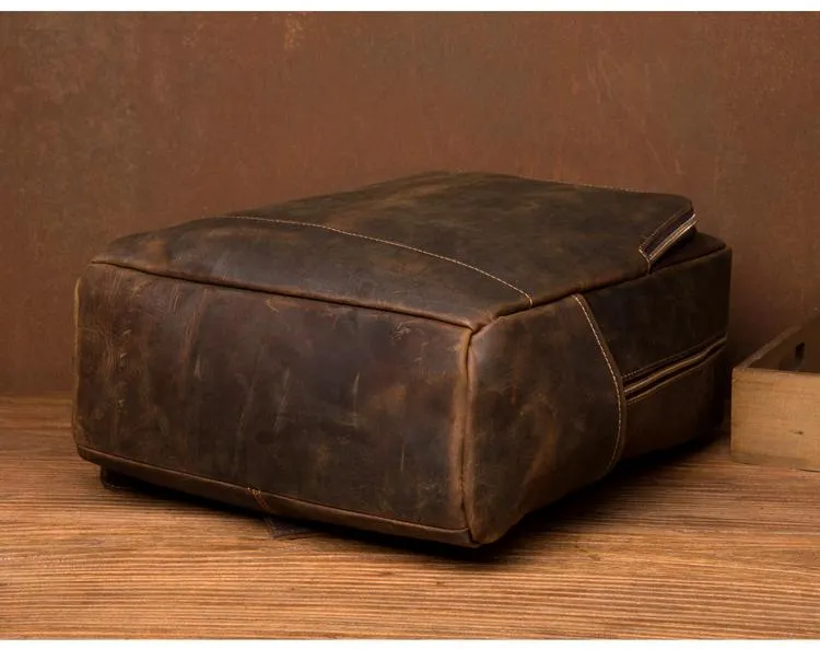 Genuine Vintage Leather Minimalist Backpack