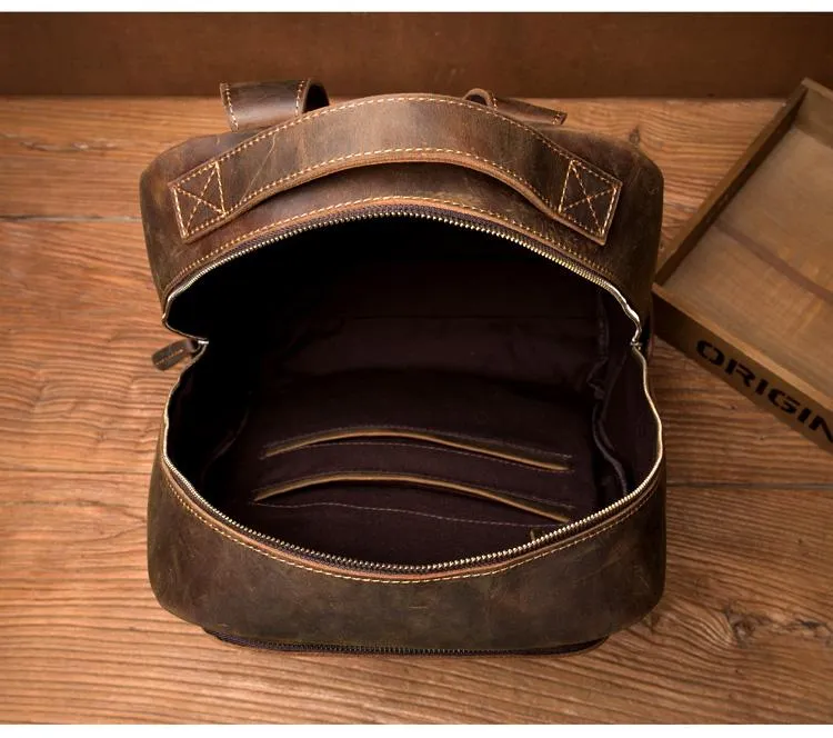 Genuine Vintage Leather Minimalist Backpack