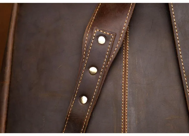 Genuine Vintage Leather Minimalist Backpack