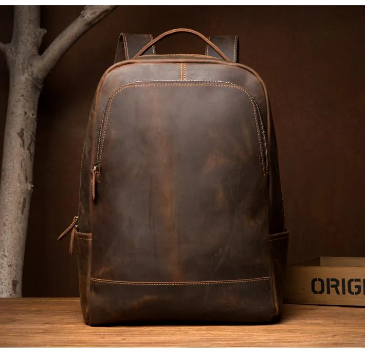 Genuine Vintage Leather Minimalist Backpack