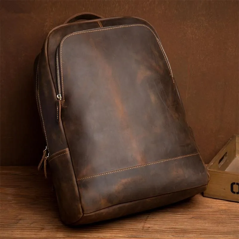 Genuine Vintage Leather Minimalist Backpack
