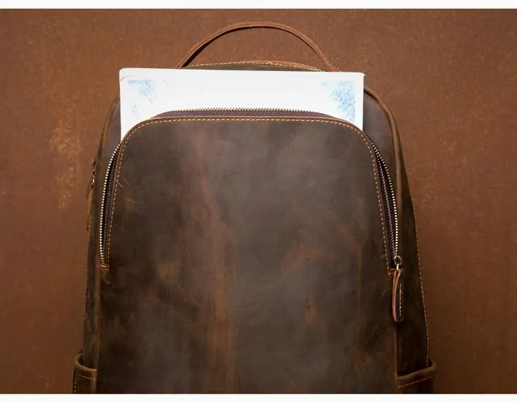 Genuine Vintage Leather Minimalist Backpack