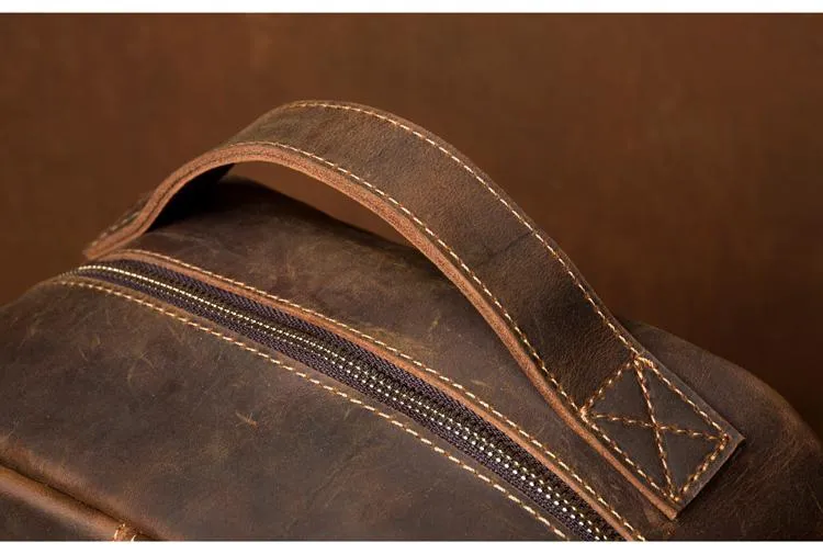 Genuine Vintage Leather Minimalist Backpack