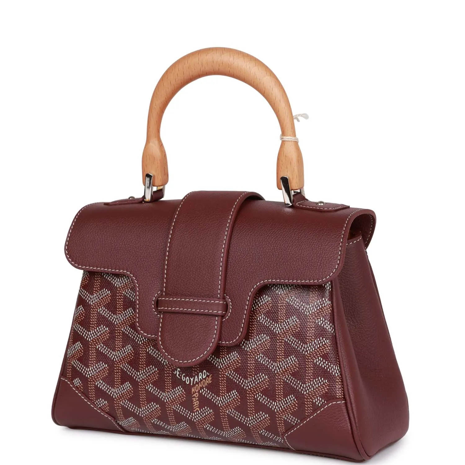 Goyard Saigon Souple Mini Bag Burgundy Goyardine Silver Hardware
