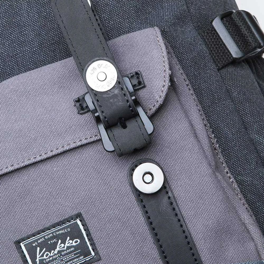 KAUKKO Retro Canvas Backpack for city trips, E5-1 ( Black Grey / 22L )